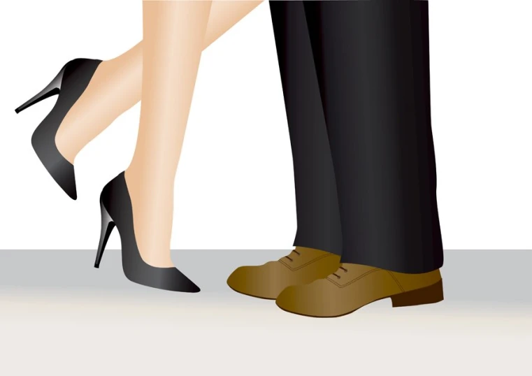 the foot of a man and woman with high heels
