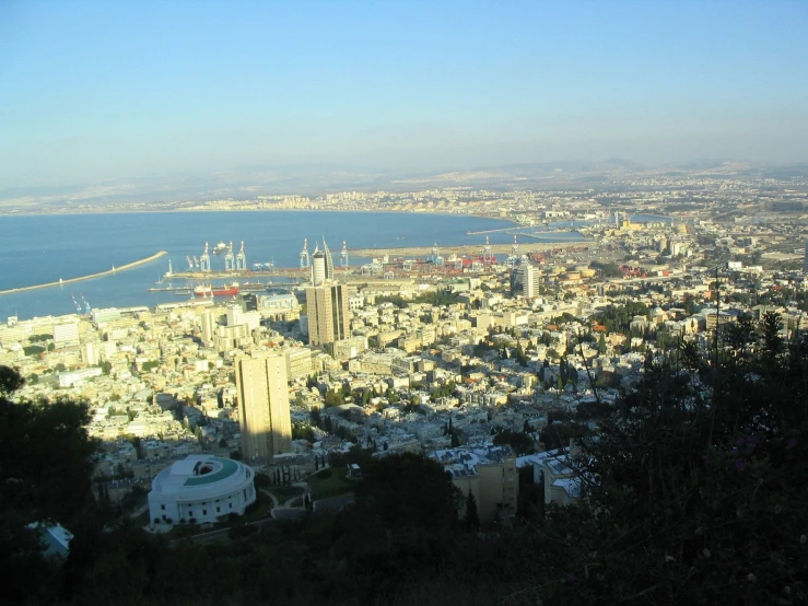 a view of some very big city buildings