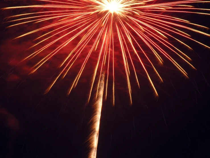 a large fireworks is lit up the night sky