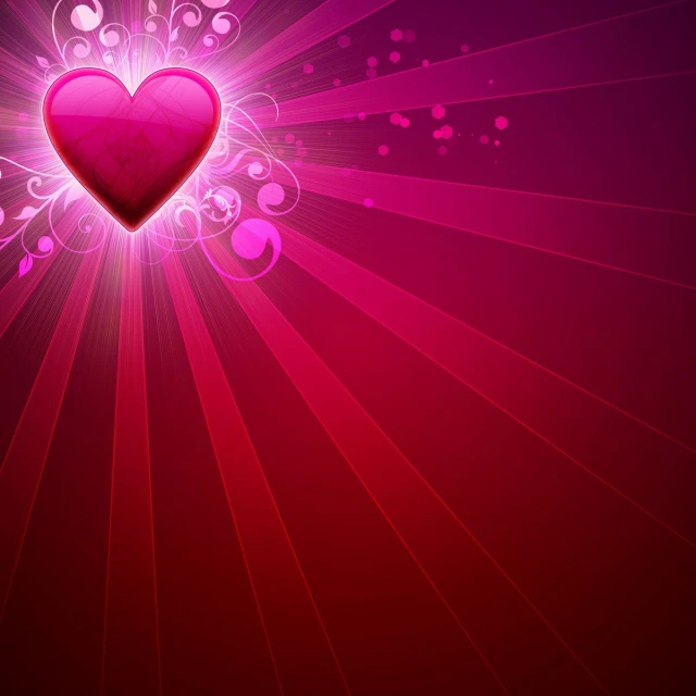 a pink heart on a purple background with many lines