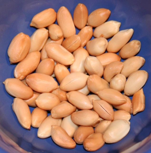 a bowl filled with nuts in it on a table