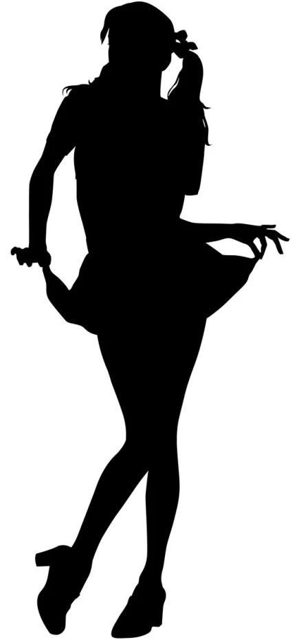 a silhouette of a person with a hat on and shoes on