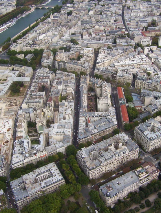 aerial view of paris's eiffel tower and surrounding suburbs