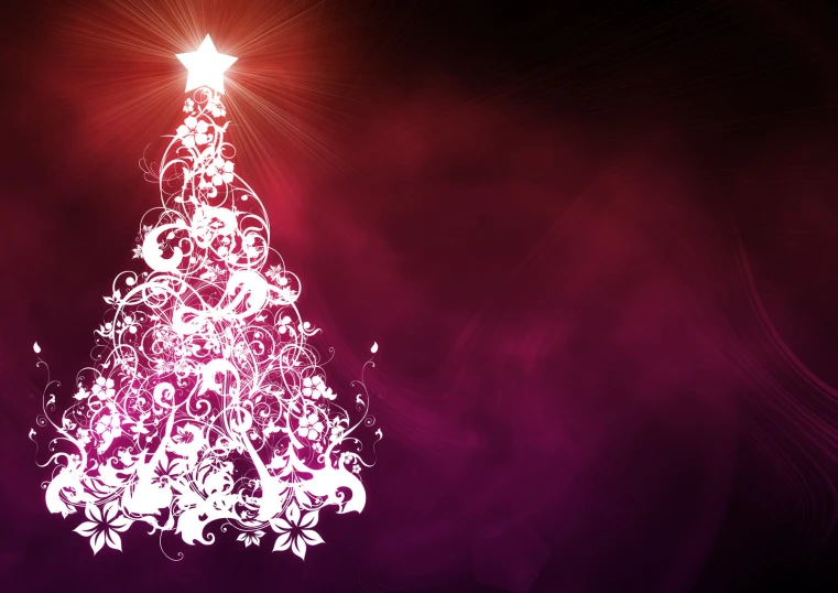 a purple christmas tree with an ornate pattern