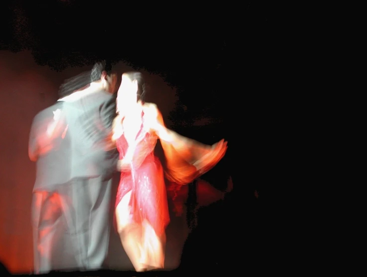the blurry image shows two people dancing