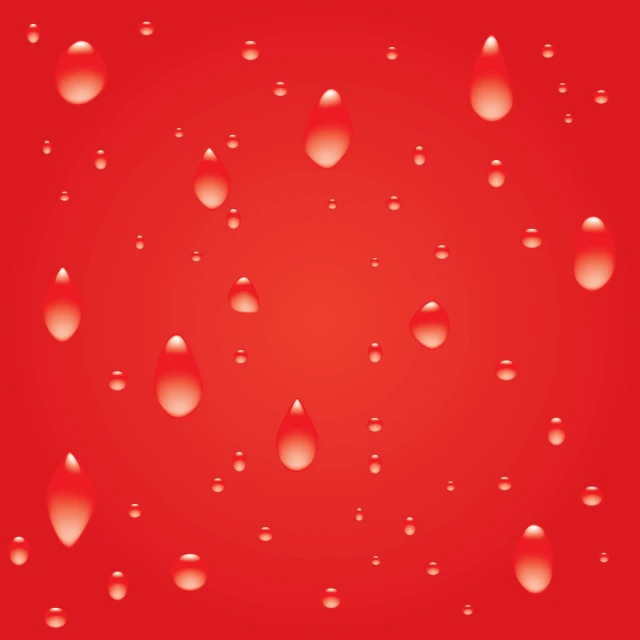 red background with many drops of water and one one is upside down