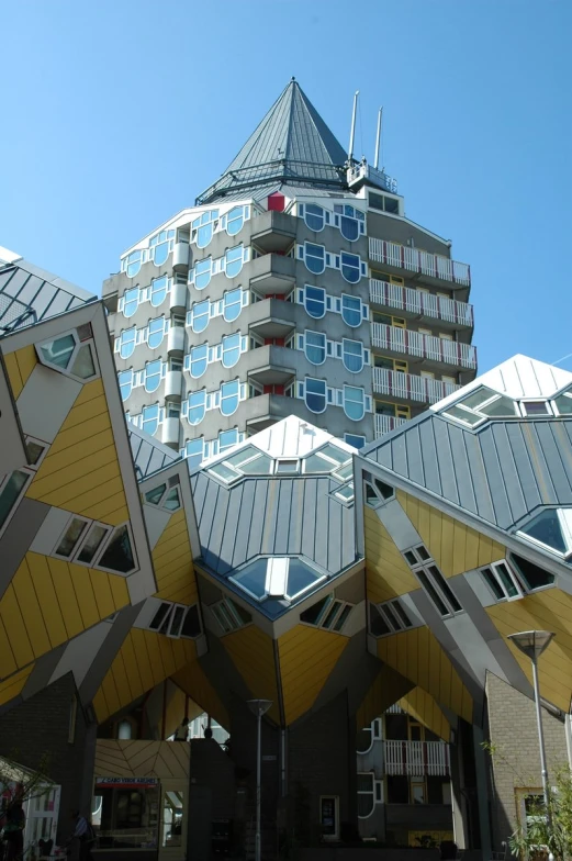 an odd - shaped building in europe is being displayed