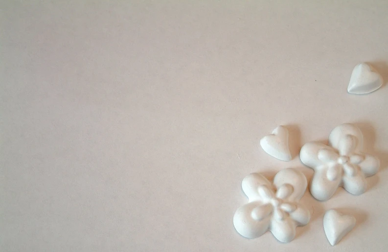 the candy hearts are made with white chocolate