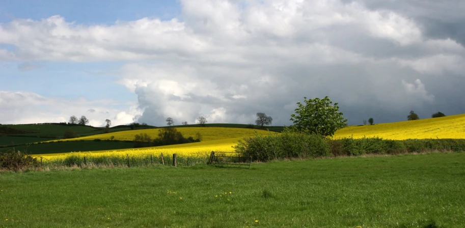 a beautiful day with cloudy skies above the rolling hills