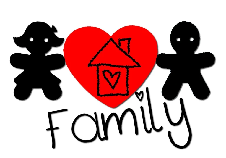 an image of family with a heart in the shape of a house