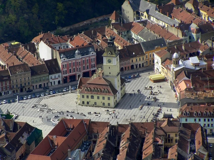 an aerial view of an old european city