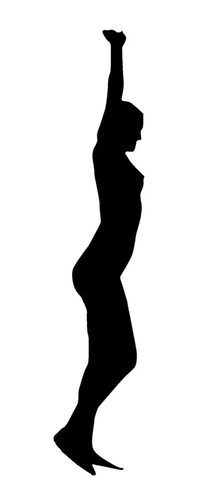 a pregnant woman's body in silhouette, with her arms up