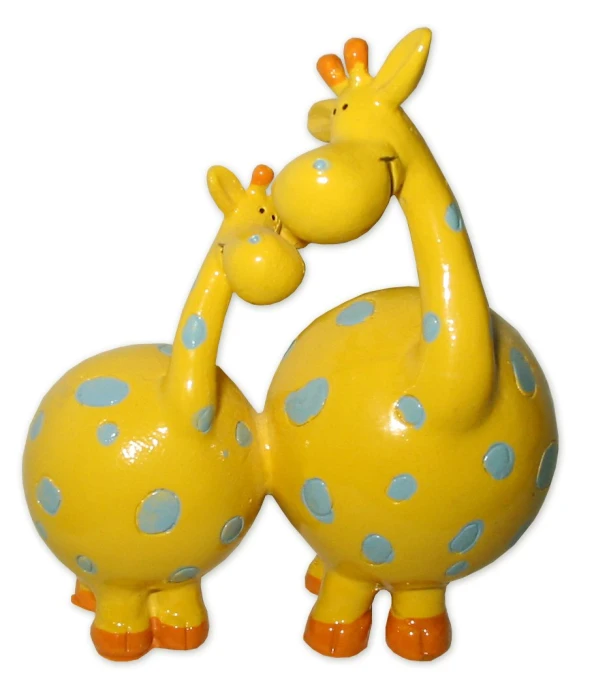 the balloon has two small giraffes in it