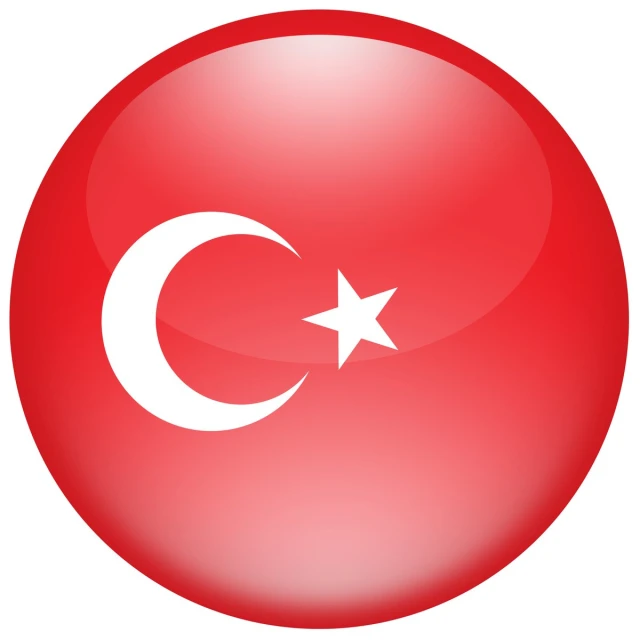 turkey flag icon in red glossy sphere