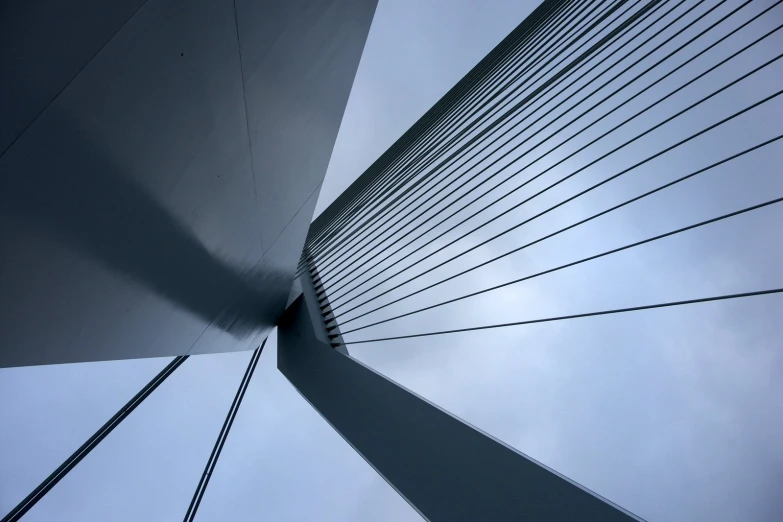 the inside side of a tall building with lots of lines on it