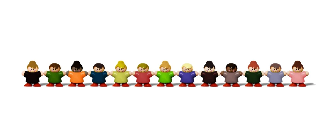 the toy is designed to look like people standing in a row