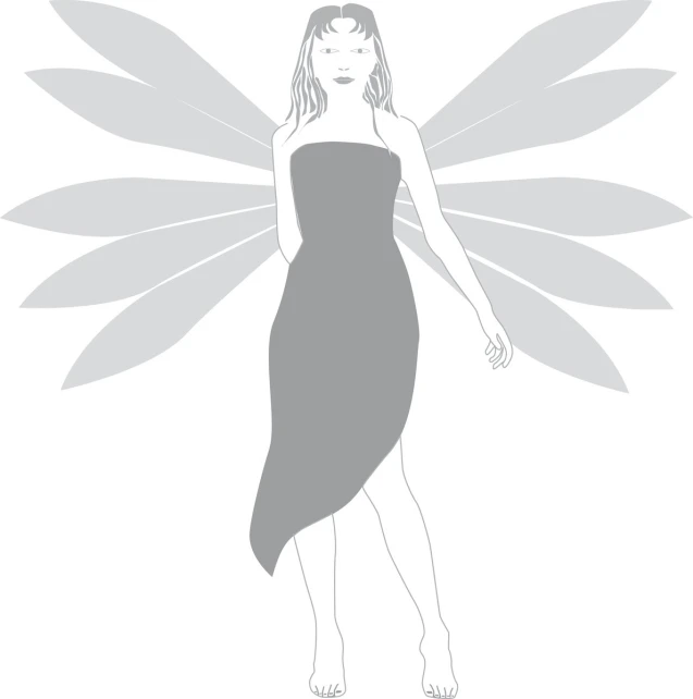 a woman with large wings and dark dress