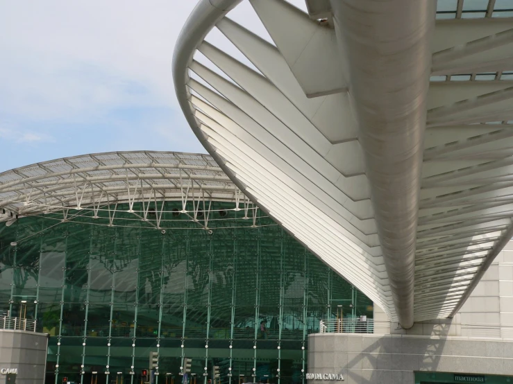 a view of the outside and inside of an airport