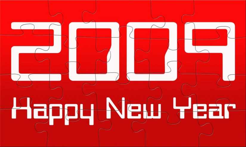 a red and white puzzle with numbers for the year 2000
