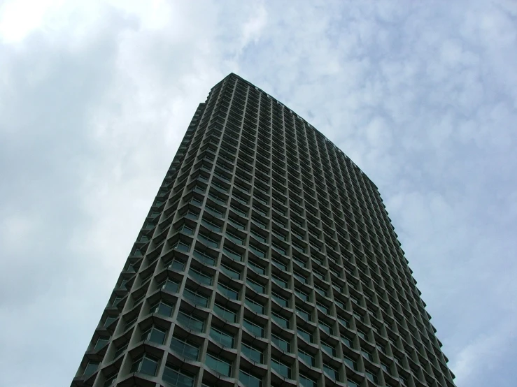 looking up at the side of an office building