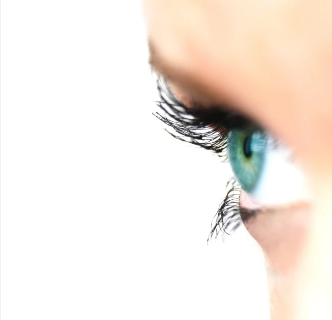 the view of a woman's eye looking in