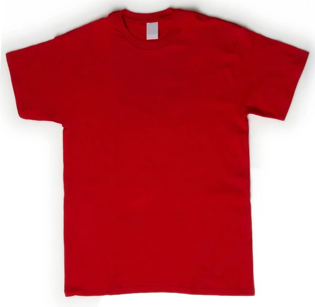 a red t - shirt with white lettering on the chest