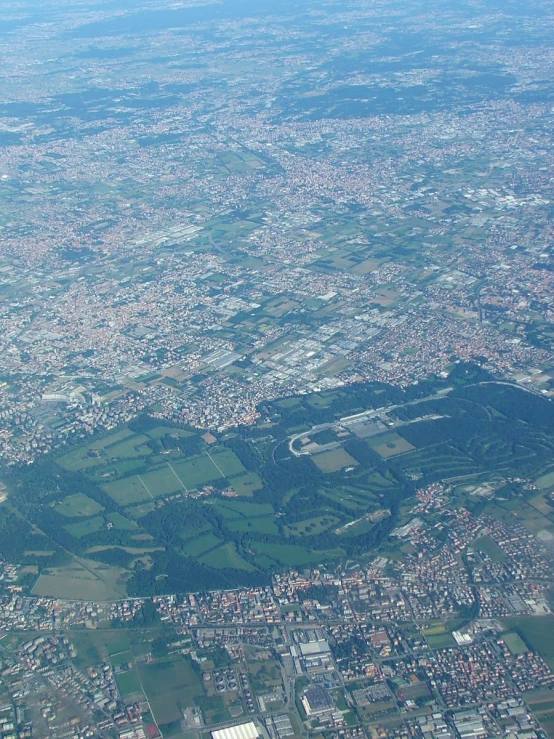 a city is visible from an airplane window