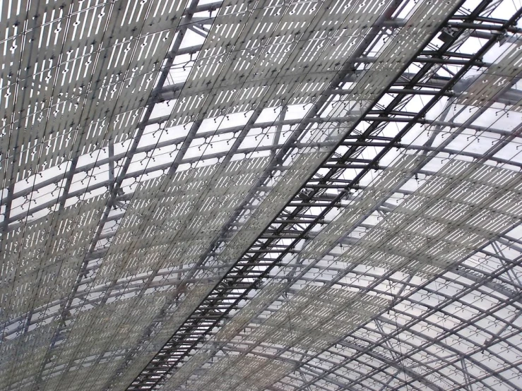 interior of a building with large metal framework