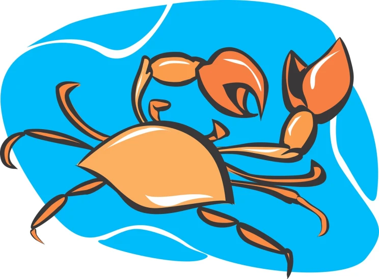 a drawing of a crab, a large orange animal