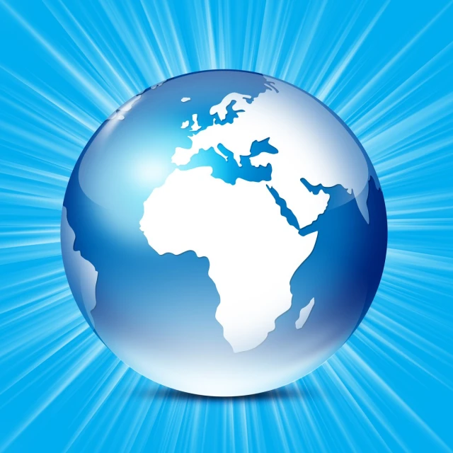 a globe with a bright blue background