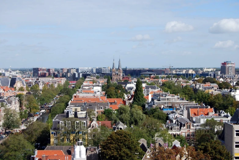 a view of the city skyline from above