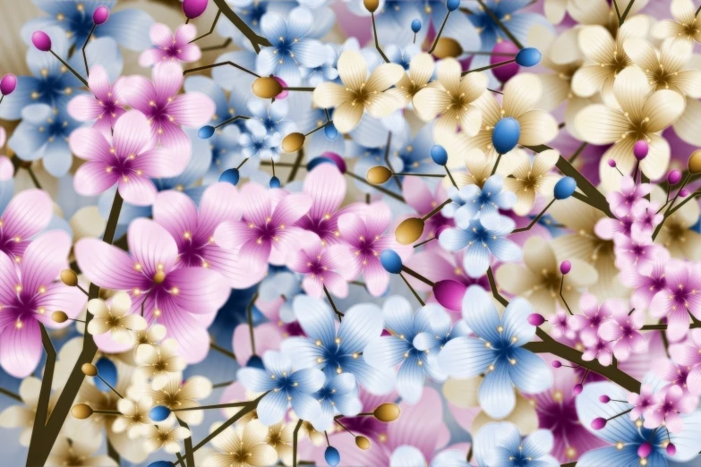 a bunch of pretty purple flowers on top of a blue wall