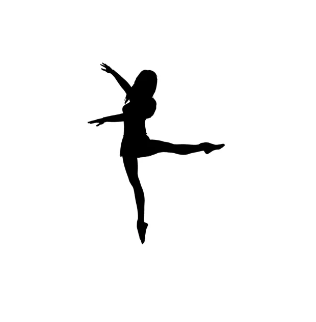 silhouette of a woman dancing with a white background
