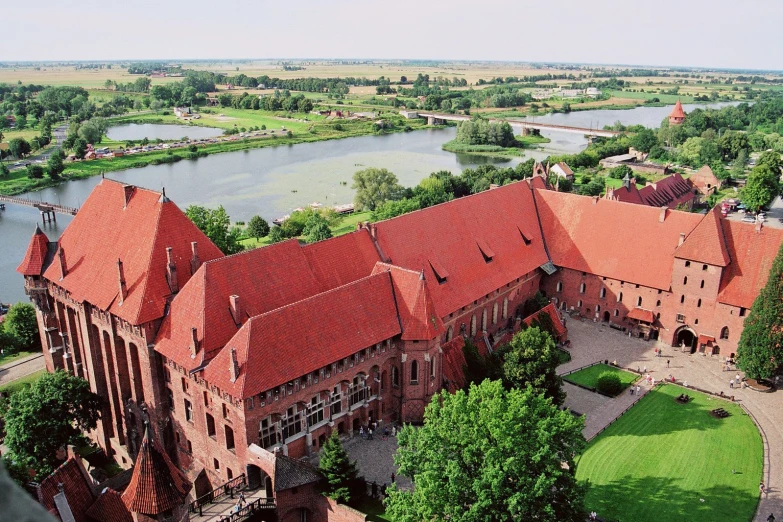 an aerial view of a very large building