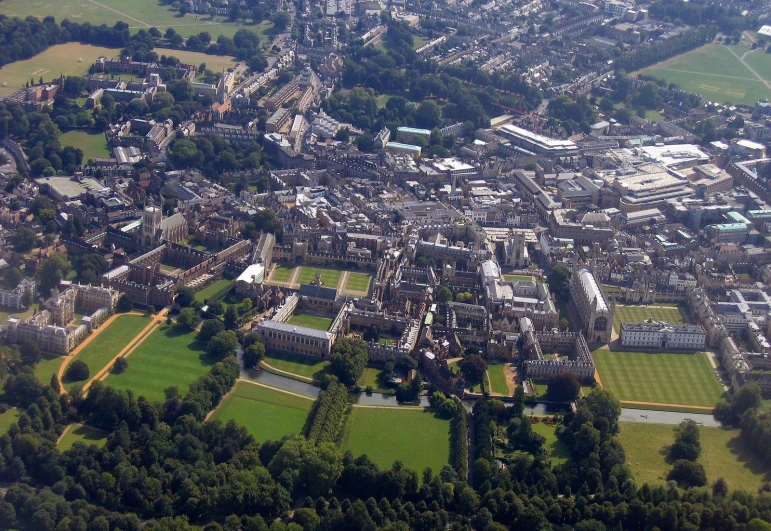 aerial view from plane of houses and grounds in rural area