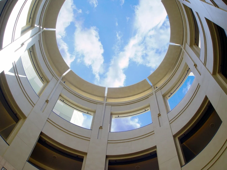 the view from underneath the domed round windows