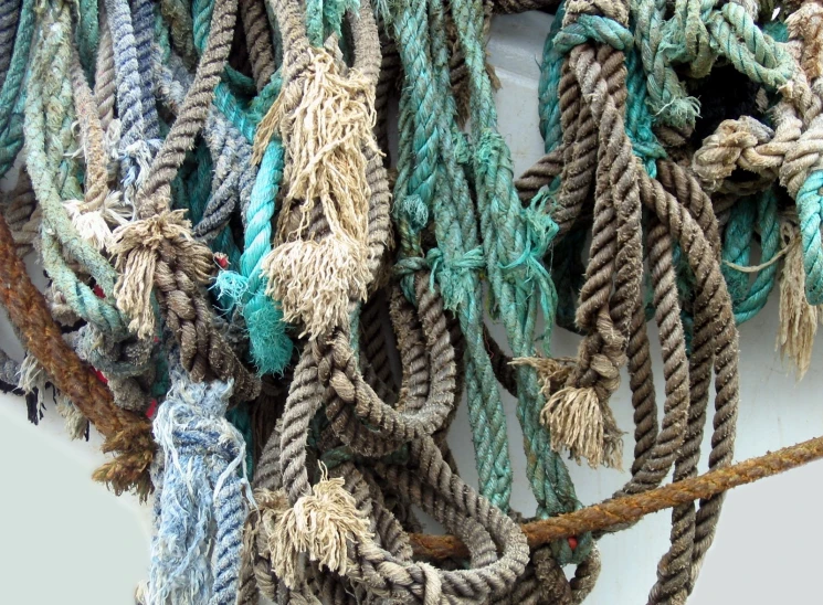 large amount of ropes and cord laid out in various colors