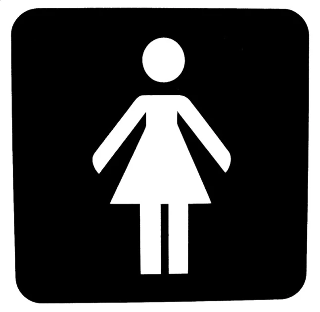 an icon depicting the bathroom woman in black and white