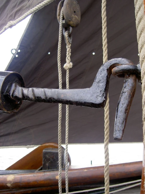 old metal handles and levers on the deck of a sail boat