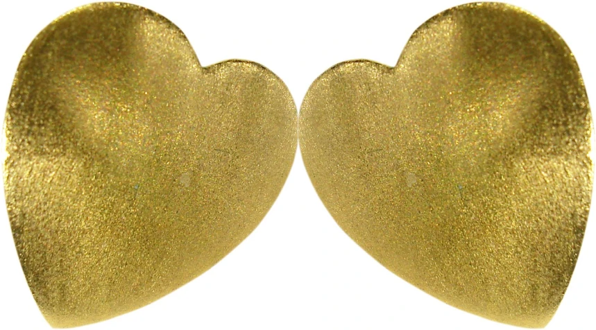 two heart shaped gold colored metal earrings