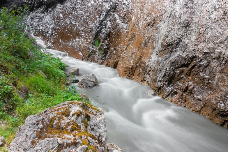 flowing river in an area that looks like a cave