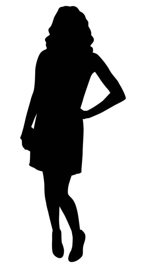 black and white silhouette of a woman holding her hand on her hips