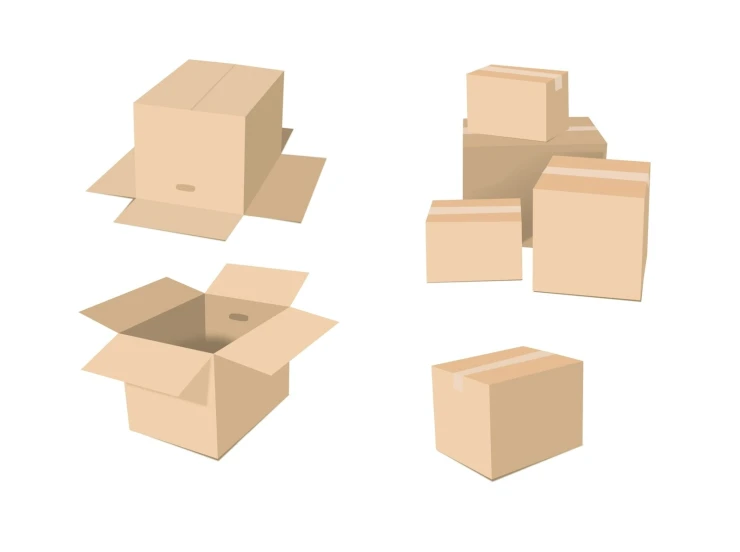 cardboard boxes set of four sizes without lids and different sides