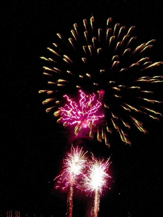 fireworks in the dark sky with dark background