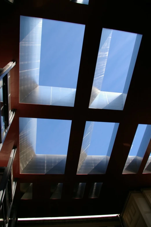 a very high angle view through the skylight