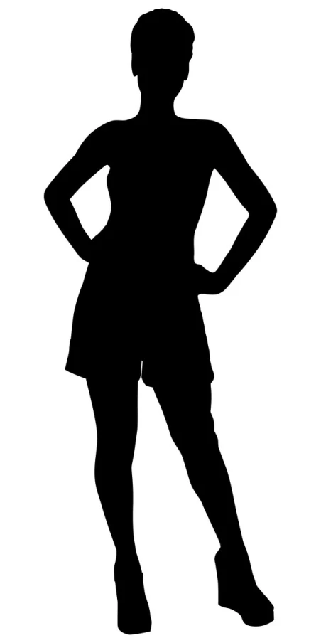 silhouette of a woman wearing shorts and knee high shoes