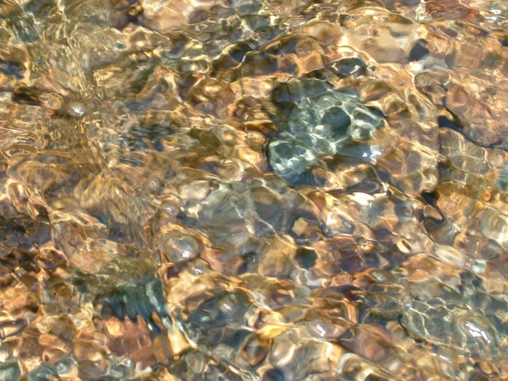 the clear water is full of bubbles in the sun