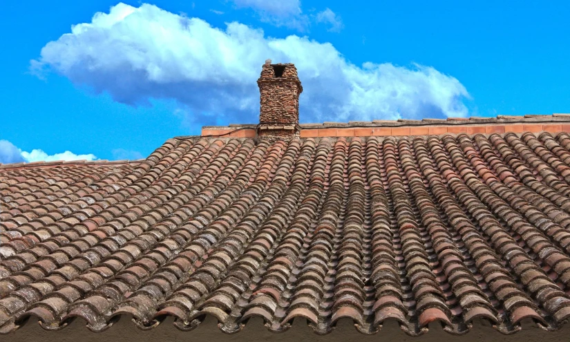 this is the roof top of a house with some tiled roofs