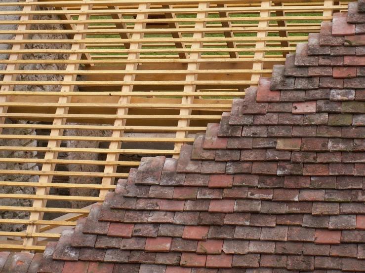 two roof tiles with the top part missing