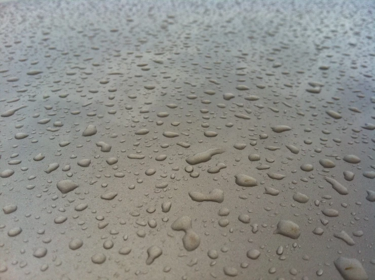 water drops sitting on the surface of a rain soaked street